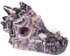 Huge 5.2" Dream Chevron Amethyst Carved Crystal Dragon skull, Crystal Healing