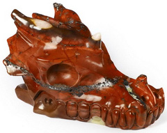 5.2" Mookaite Jasper Carved Crystal Dragon Skull, Crystal Healing
