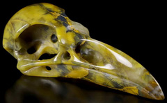 4.8" New Pietersite Carved Crystal Raven Skull Pendant, Crystal Healing