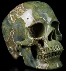 Huge 5.0" Ocean Jasper Carved Crystal Skull Super, Realistic, Crystal Healing