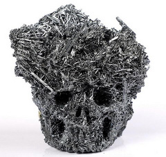 Original 4.0" Stibnite Carved Crystal Skull, Crystal Healing