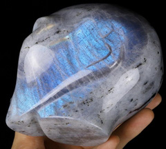 4.2" Labradorite Star Being Female Alien Crystal Skull Companion, Hand Carved Gemstone Fine Art Sculpture,, Reiki Healing Stone Statue