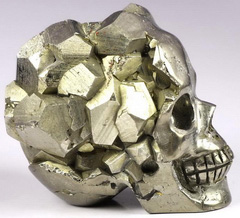 2.4" Pyrite Druse Carved Crystal Skull, Crystal Healing