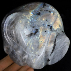 4.1" Labradorite Star Being Female Alien Crystal Skull Companion, Crystal Female Alien SkullHand Carved Gemstone Fine Art Sculpture,, Reiki Healing Stone Statue