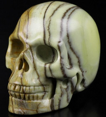 2.0" Butter Jade Carved Crystal Skull, Realistic, Crystal Healing