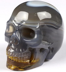 2.0" Gray & White Agate Carved Crystal Skull, Realistic, Crystal Healing