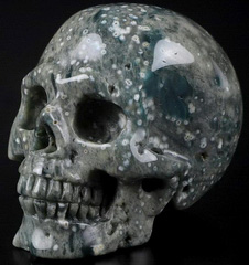 1.5" Ocean Jasper Carved Crystal Skull, Realistic, Crystal Healing