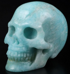 GEMSTONE 1.6" Amazonite Carved Crystal Skull, Realistic, Crystal Healing