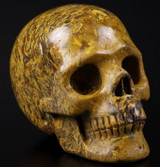 1.6" Elephant Skin Jasper Carved Crystal Skull, Realistic, Crystal Healing