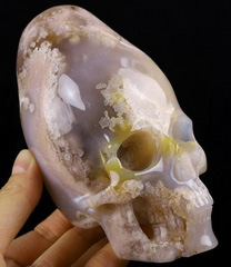 4.7" Sakura Agate Carved Crystal Incan Skull, Crystal Healing