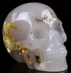 3.3" Agate Carved Crystal Skull, Realistic, Crystal Healing