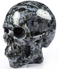 Huge 5.2" Gabbro Carved Crystal Skull With Spine, Crystal Healing