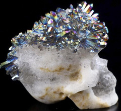 Rainbow 2.0" Quartz Rock Crystal Carved Crystal Skull, Realistic, Crystal Healing