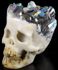 Huge 2.0" Quartz Rock Crystal Druse Carved Crystal Skull, Crystal Healing