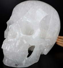 TItan 12.7" Quartz Rock Crystal Carved Crystal Skull,Super Realistic, Crystal Healing