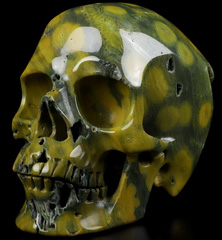 Huge 4.8" Ocean Jasper Carved Crystal Skull,Super Realistic, Crystal Healing