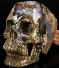 Lifesized 7.3" Dinosaur Egg Agate Geode Carved Crystal Skull,Super Realistic, Crystal Healing