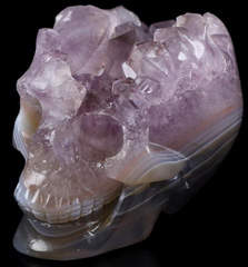 2.0" Amethyst & Agate Druse Carved Crystal Skull, Realistic, Crystal Healing