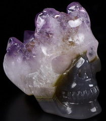 1.8" Amethyst & Agate Druse Carved Crystal Skull, Realistic, Crystal Healing
