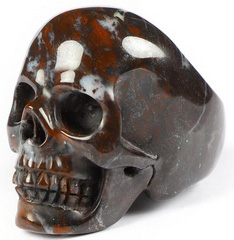 US# 10 Chinese Bloodstone Carved Crystal Skull Ring, Crystal Healing