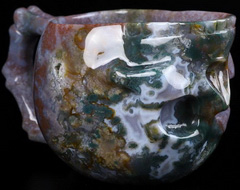 6.7" Indian Agate Carved Crystal Skull Coffee Mug, Tea Cup, 11.8 OZ, Crystal Healing