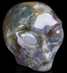 2.0" Indian Agate Carved Crystal Female Alien Skull, Crystal Healing