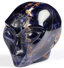 Nice 2.0" Sodalite Carved Crystal Female Alien Skull, Crystal Healing