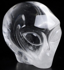 Clear 2.0" Quartz Rock Crystal Carved Crystal Female Alien Skull, Crystal Healing
