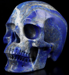 GEMSTONE 5.0" Lapis Lazuli Carved Crystal Skull,super Realistic, Crystal Healing