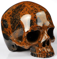 Huge 4.5" Mahogany Obsidian Carved Crystal Skull Without Jaw,Super Realistic, Crystal Healing