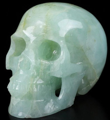 GEMSTONE 4.0" Aquamarine Carved Crystal Skull, Realistic, Crystal Healing