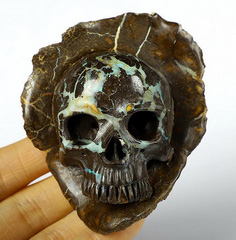 GEMSTONE 3.0" Matrix Opal Carved Crystal Skull, Crystal Healing