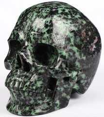 Gemstone 4.8" Ruby Fuchsite Carved Crystal Skull,Super Realistic, Crystal Healing