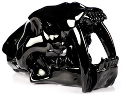 Huge 7.2" Black Obsidian Carved Crystal Skull, Realistic, Crystal Healing