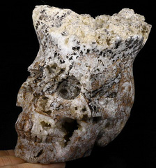 Huge 5.2" Quartz Rock Crystal Carved Crystal Druse Skull, Crystal Healing