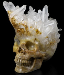 Nice 2.6" Quartz Rock Crystal Carved Crystal Druse Skull, Crystal Healing