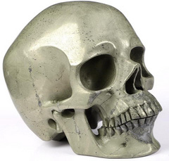Huge 5.0" Pyrite Carved Crystal Skull,Super Realistic, Crystal Healing