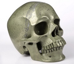Huge 4.8" Pyrite Carved Crystal Skull,Super Realistic, Crystal Healing