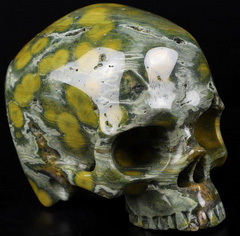 Huge 4.6" Ocean Jasper Carved Crystal Skull Without Jaw,Super Realistic, Crystal Healing