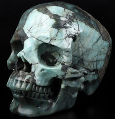 GEMSTONE 5.2" Emerald Carved Crystal Skull,Super Realistic, Crystal Healing