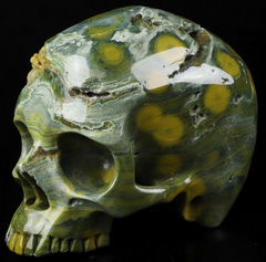 Huge 4.7" Ocean Jasper Carved Crystal Skull Without Jaw,Super Realistic, Crystal Healing