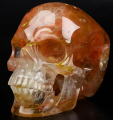 Huge 5.0" Smelted Quartz Carved Crystal Skull,Super Realistic, Crystal Healing