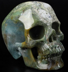 Huge 5.0" Indian Agate Carved Crystal Skull,Super Realistic, Crystal Healing