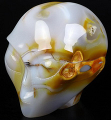 GEMSTONE 4.2" Agate Star Being Female Alien Crystal Skull Companion, Hand Carved Gemstone Fine Art Sculpture,, Reiki Healing Stone Statue