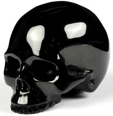 3.0" Black Obsidian Carved Crystal Skull Without Jaw, Realistic, Crystal Healing