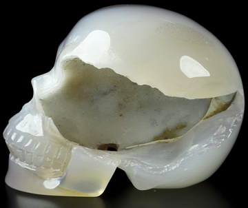 Huge 3.0" Agate Geode Carved Crystal Skull, Realistic, Crystal Healing