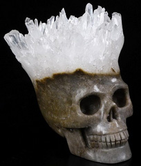 2.5" Quartz Rock Crystal Carved Crystal Druse Skull, Realistic, Crystal Healing