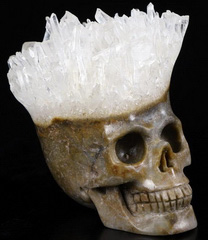 2.4" Quartz Rock Crystal Carved Crystal Druse Skull, Realistic, Crystal Healing