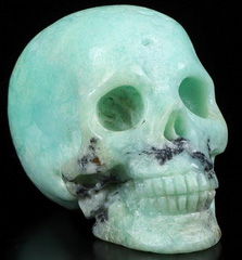 GEMSTONE 1.6" Chrysoprase Carved Crystal Skull, Realistic, Crystal Healing