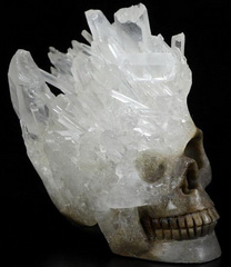 2.5" Quartz Rock Crystal Carved Crystal Druse Skull, Crystal Healing